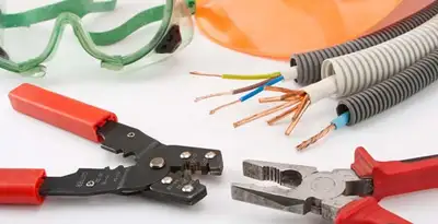 Electrical wiring repair with professional tools and safety equipment in Brisbane, CA